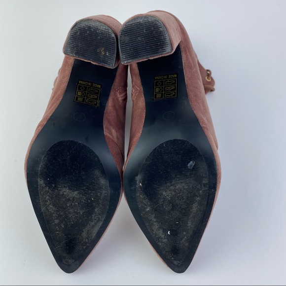 So me Women's Suede Lace Up Block Heels Ankle Boot - Picture 5 of 8